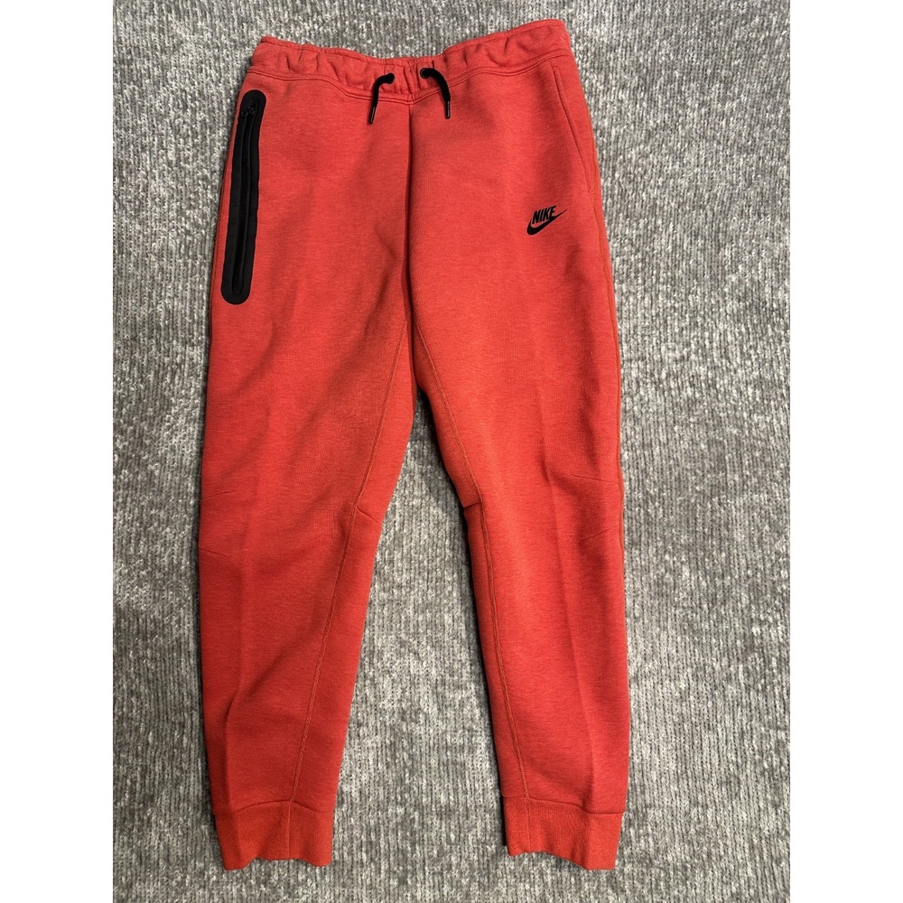 Nike Sportswear Tech Fleece Joggers Boys Red Tapered Leg Activewear Kids XL